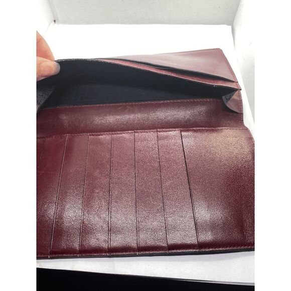 Authentic Celine Paris Burgundy Red Leather Long Slim Wallet - Picture 6 of 10